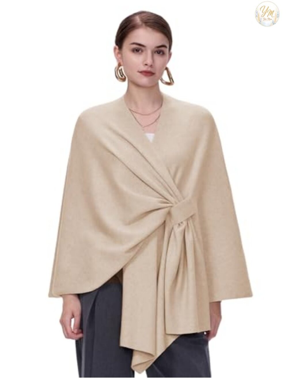 Women's Shawl Wrap Cardigan Poncho Sweater Fall Winter Double Knit